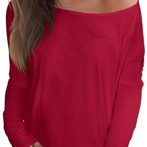 Elegant Red Off-Shoulder Women's Top